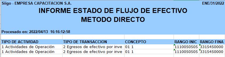 Flujo de efectivo por el método directo con Siigo.